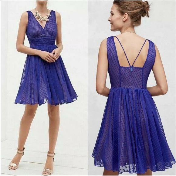 Anthropologie Dresses & Skirts - Anthropologie HD in Paris Clip Dot Blue Dress 2